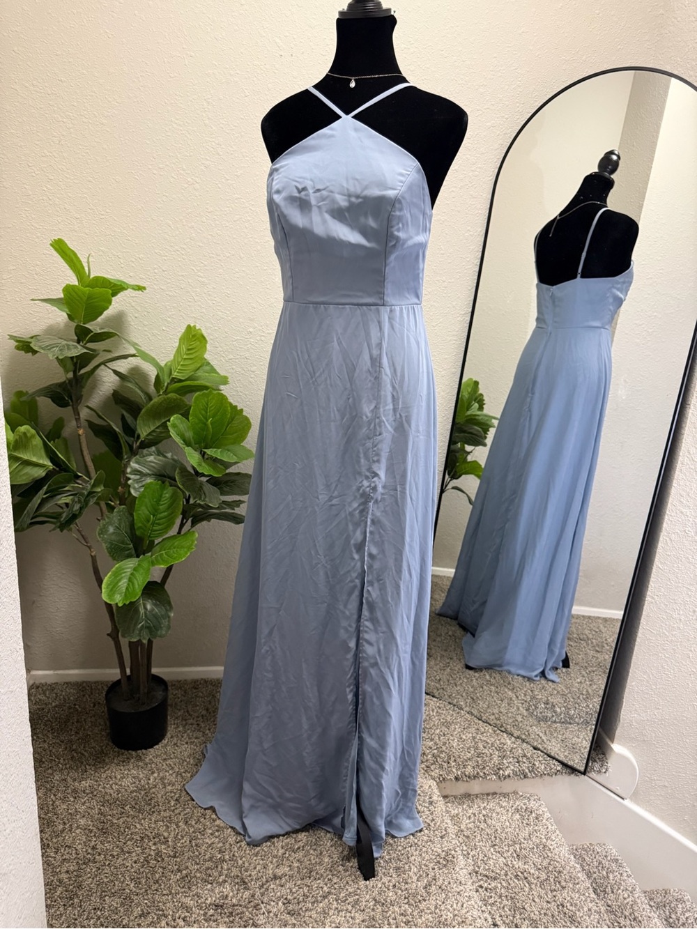Birdy Grey Light Blue Crossback Bridesmaid Gown